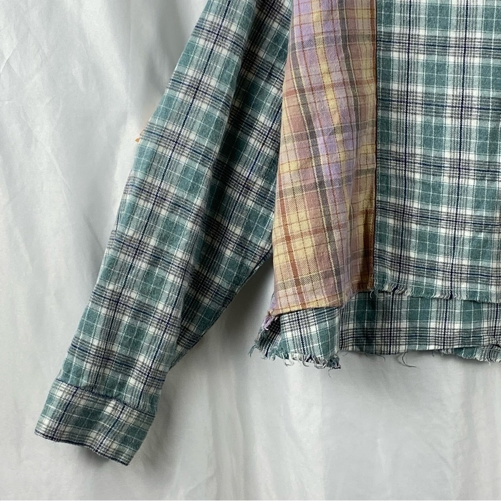 Nectar Clothing Women’s Plaid Patchwork Long Sleeve Cropped Shirt Size Small - Picture 5 of 16